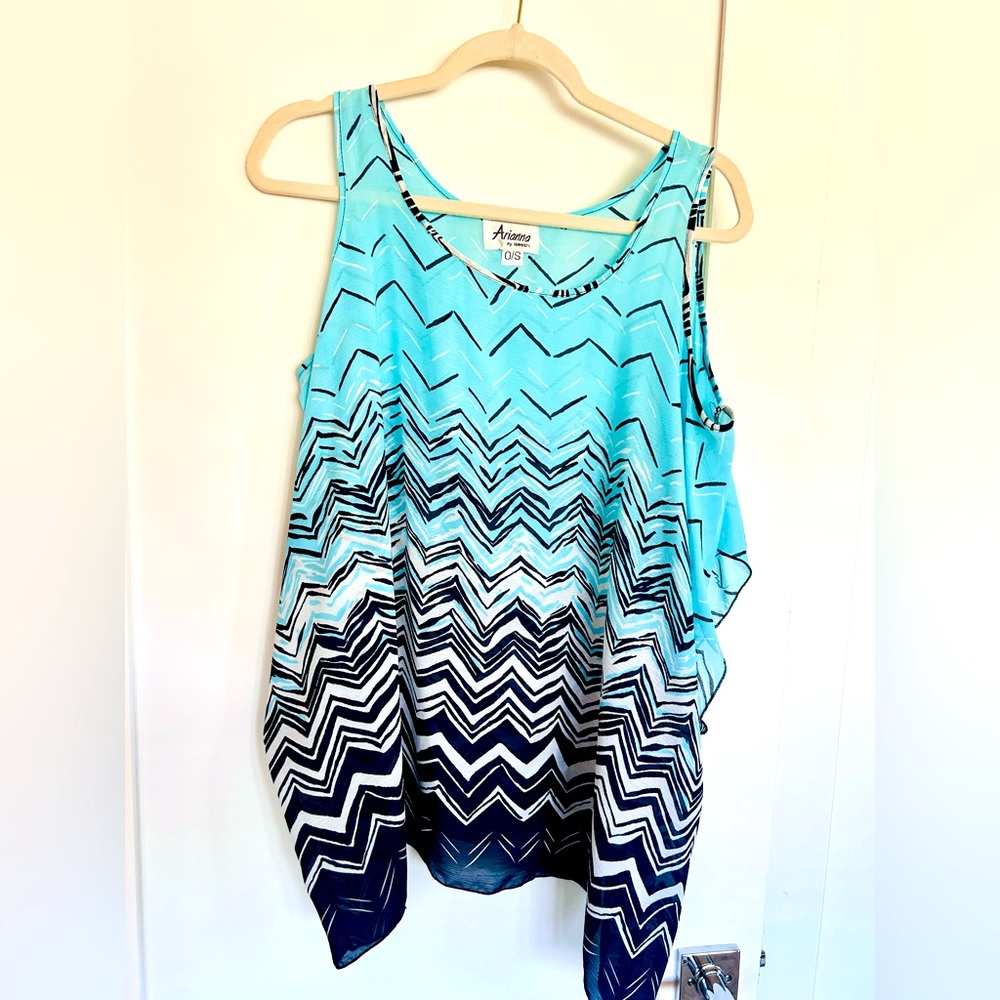 Blue flowy tank .. one size